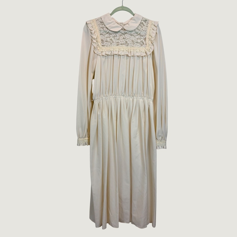 Vintage Howard Wolf Dress Size 14 Ivory Lace Prairie Maxi Cottagecore Romantic